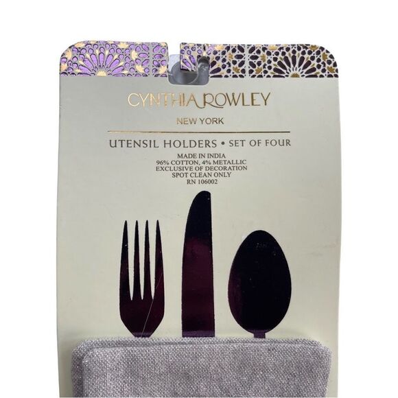 Cynthia Rowley New York Embroidered Blessings Utensil Holders Set of 4 - Picture 5 of 9
